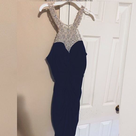 Dresses & Skirts - Navy blue cocktail dress with sliver beads!